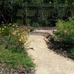 Native Garden with Dry Creek Bed and Recycled Railway Sleeper Bridges